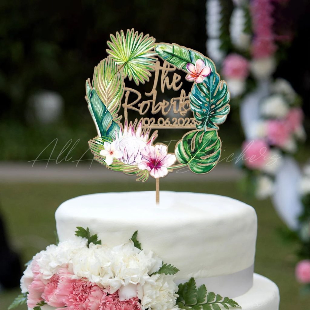 Tropical Wedding Cake Topper