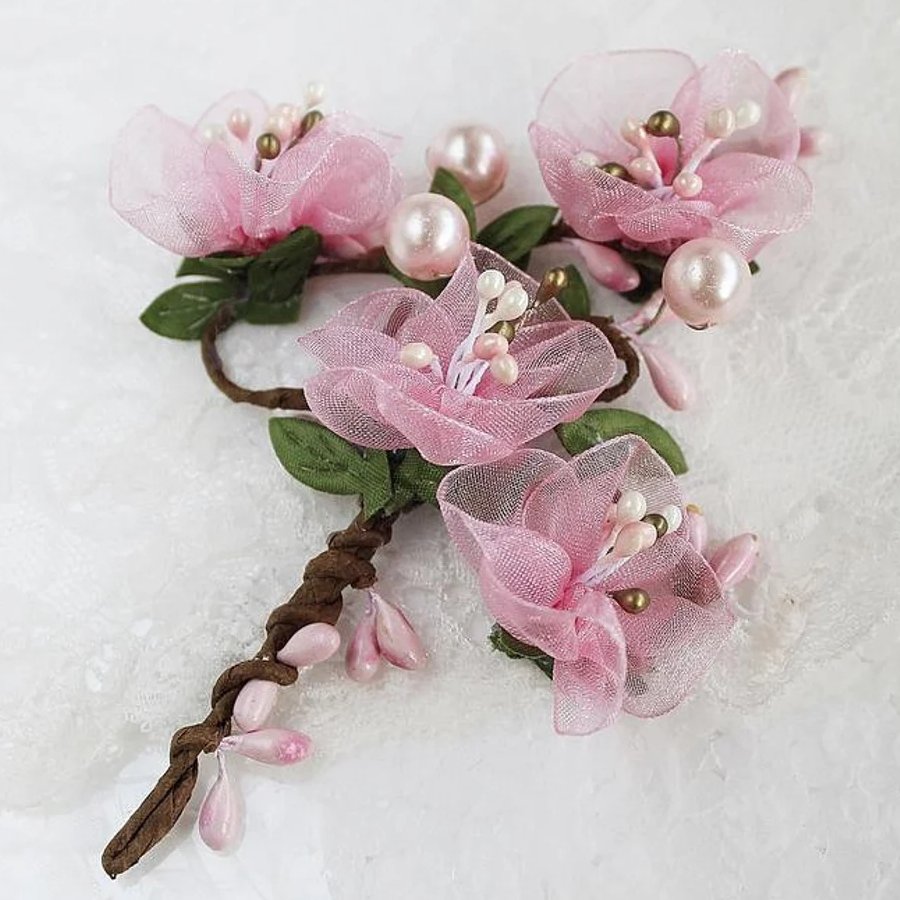 Cherry Blossom Tulle Boutonniere