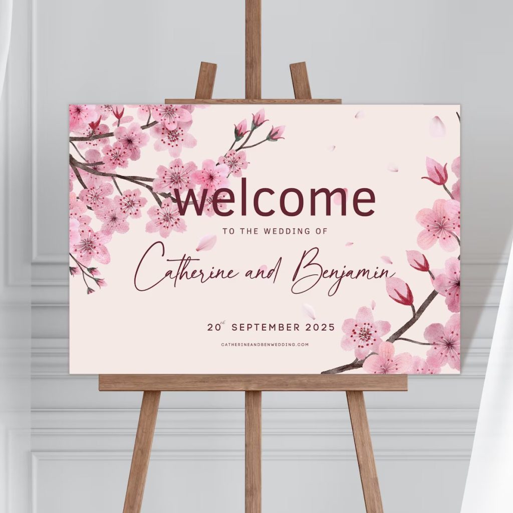 Cherry Blossom Wedding Welcome Sign Printable