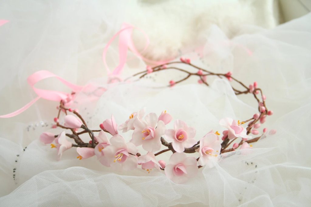 Clay Cherry Blossom Bridal Crown