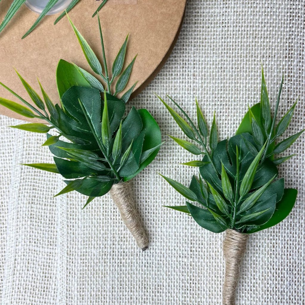Monstera Tropical Boutonniere for Groom
