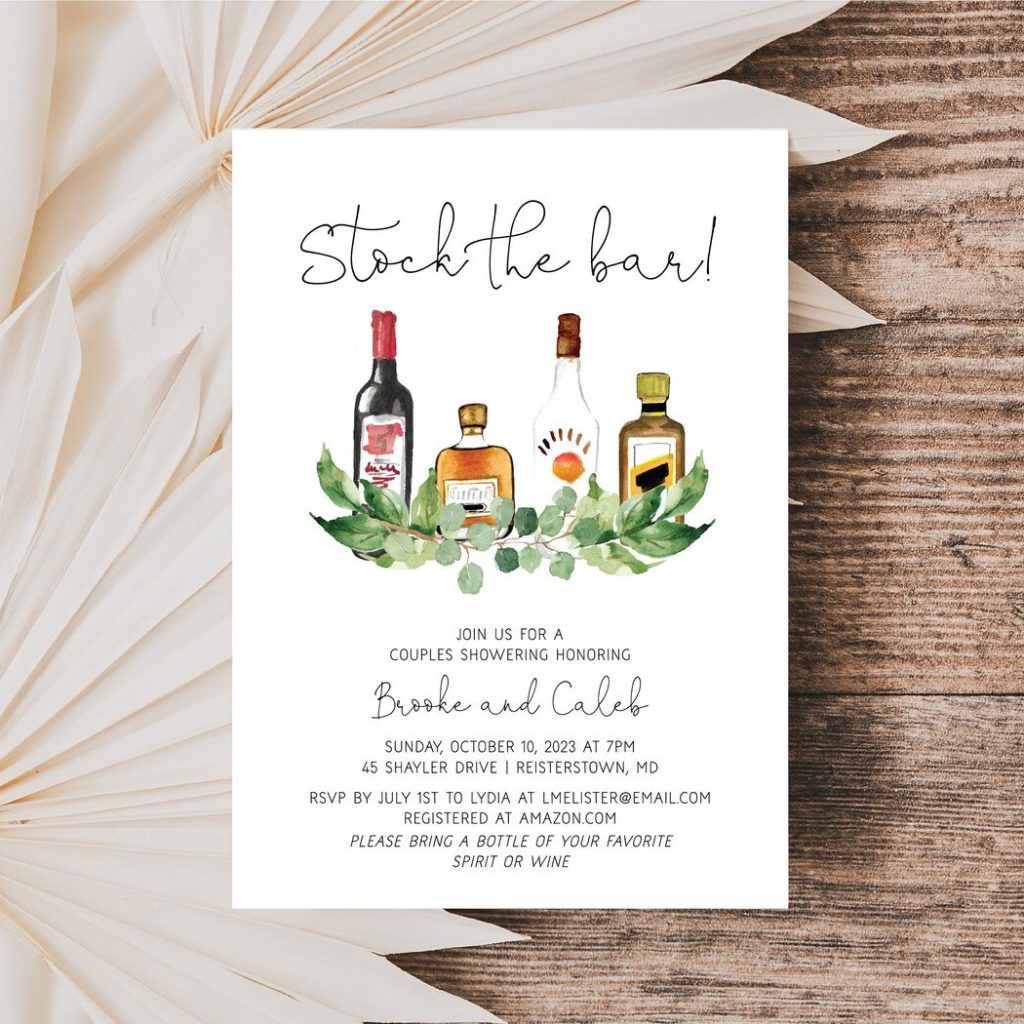 Stock-the-Bar Couple Shower Invitation Printable