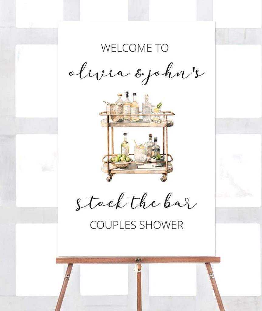 Stock-the-Bar Couple Shower Welcome Sign Printable