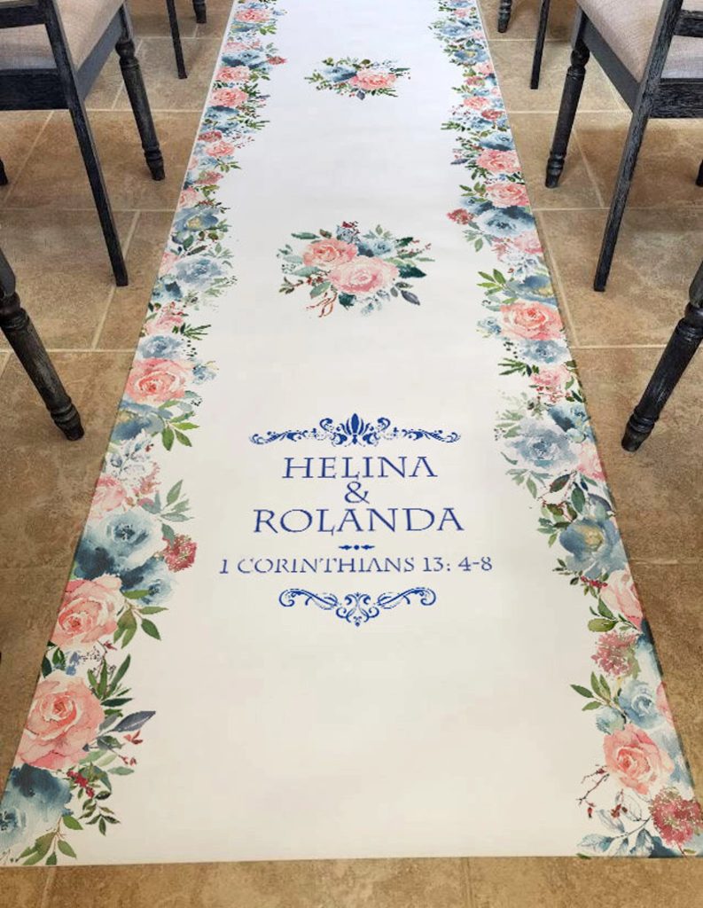 Dusty Blue & Blush Wedding Aisle Runner