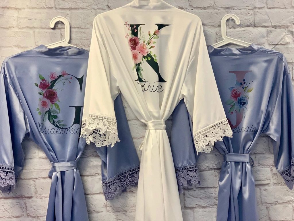 Dusty Blue Personalized Bridesmaid Robes