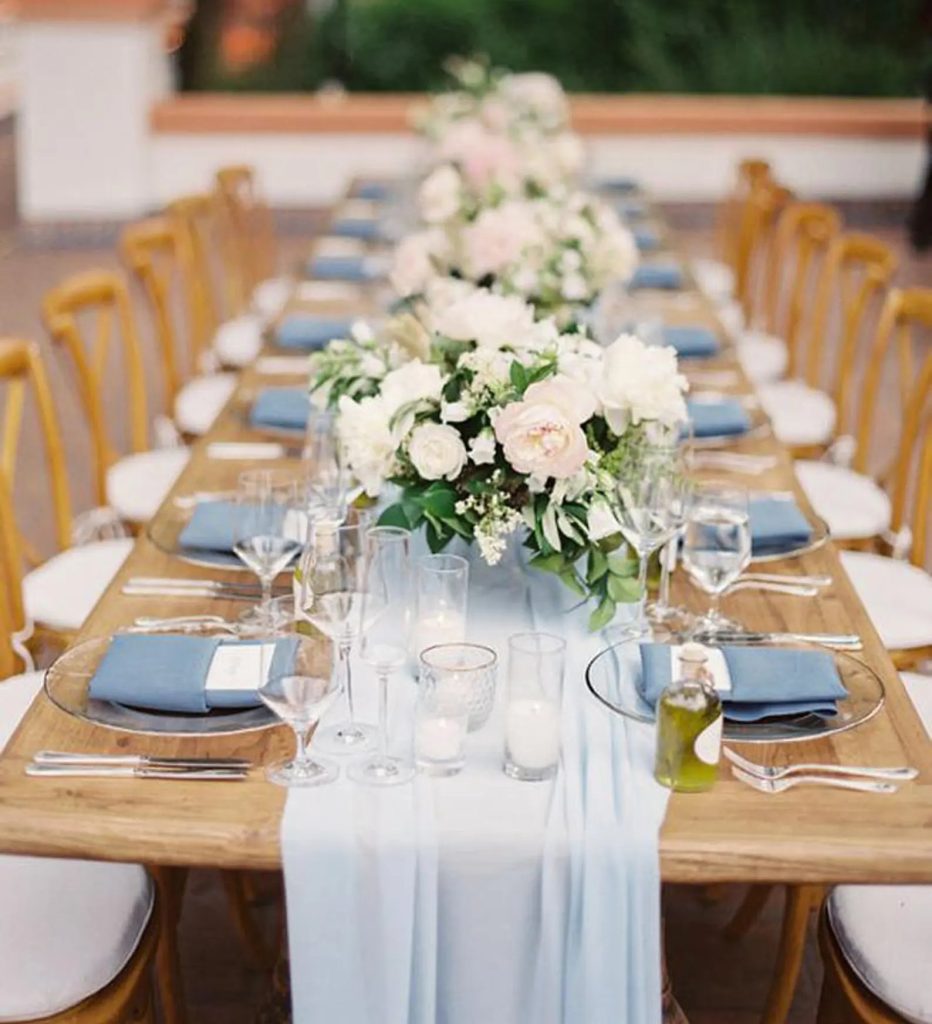 Dusty Blue Chiffon Wedding Table Runner