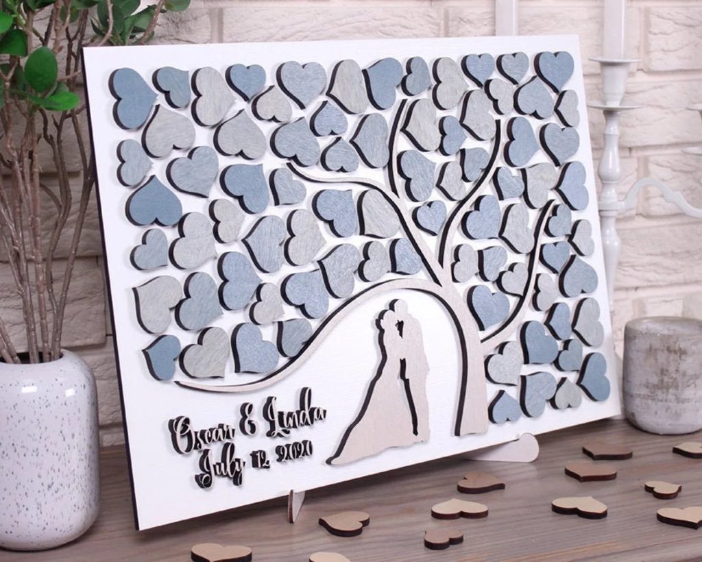 Dusty Blue 3D Wedding Guest Book Alternative