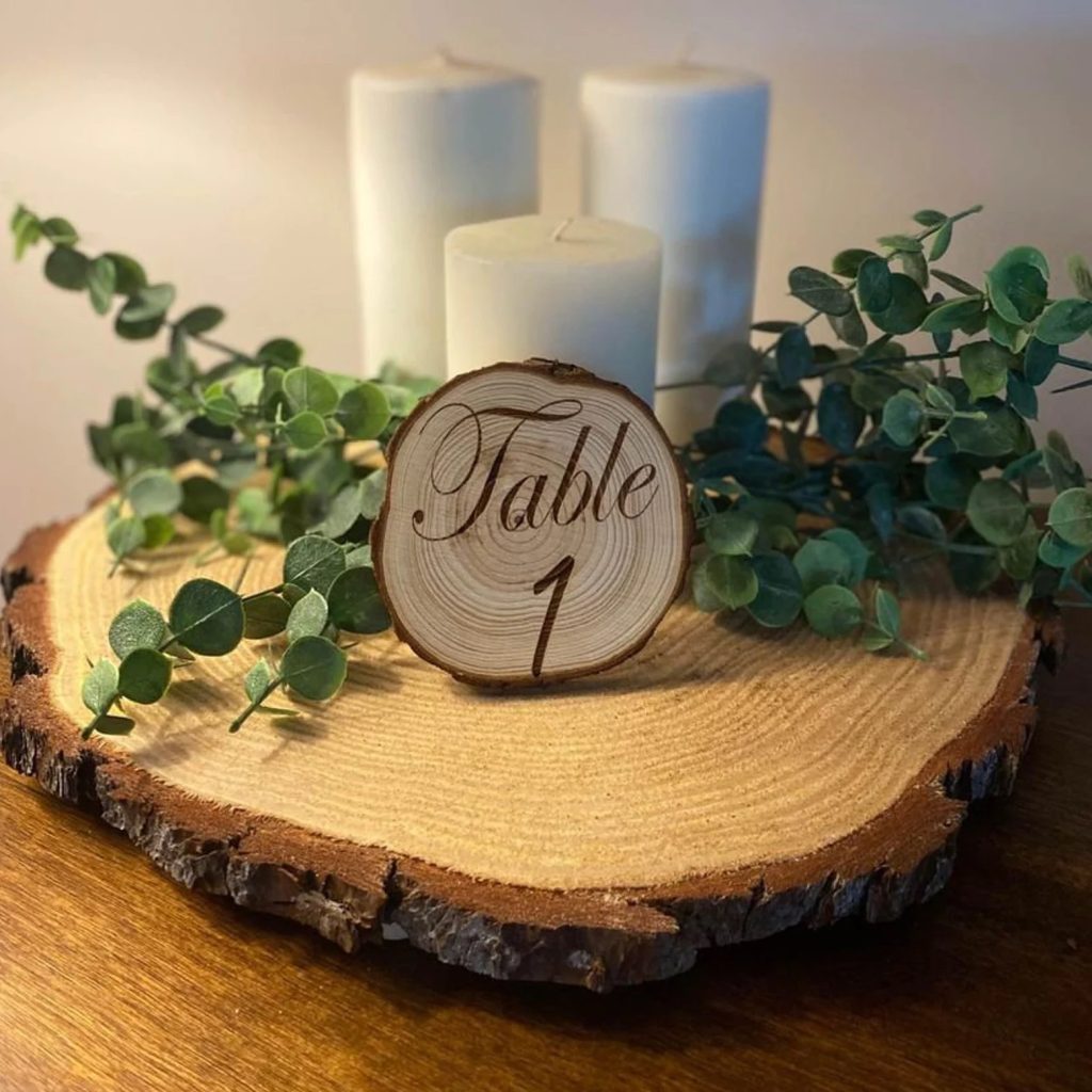 Forest Themed Wedding Wood Slice Table Number