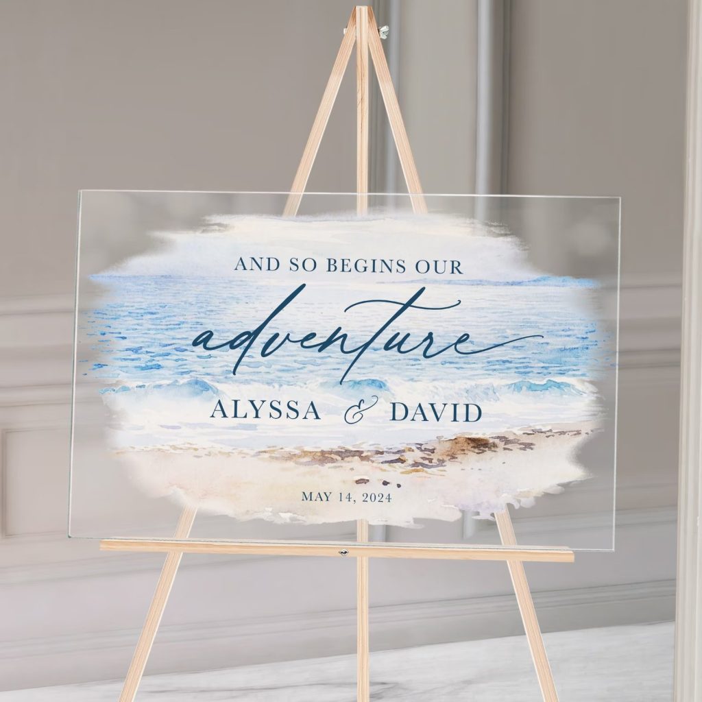 Beach Waves Acrylic Wedding Welcome Sign