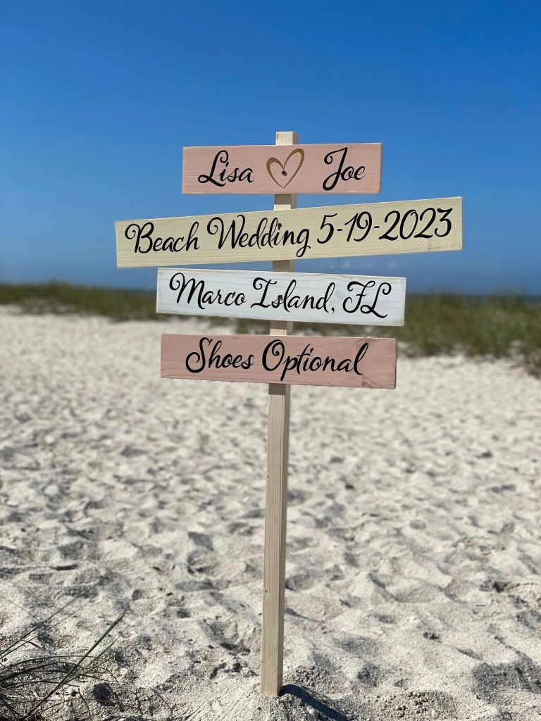 Bohemian Beach Wedding Directional Sign