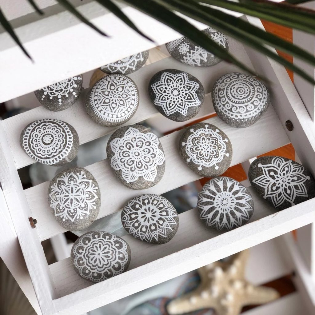 Bohemian Beach Mandala Rock Wedding
 Favors