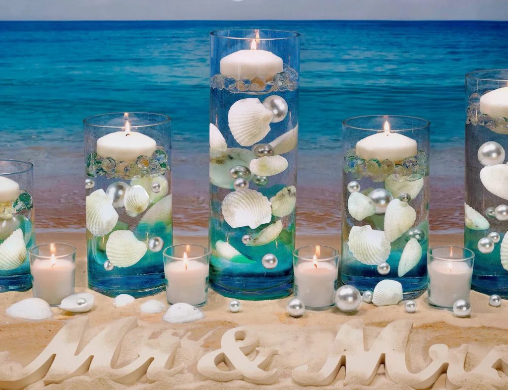 Natural Lage-Floating Seashells for Beach Wedding Centerpieces