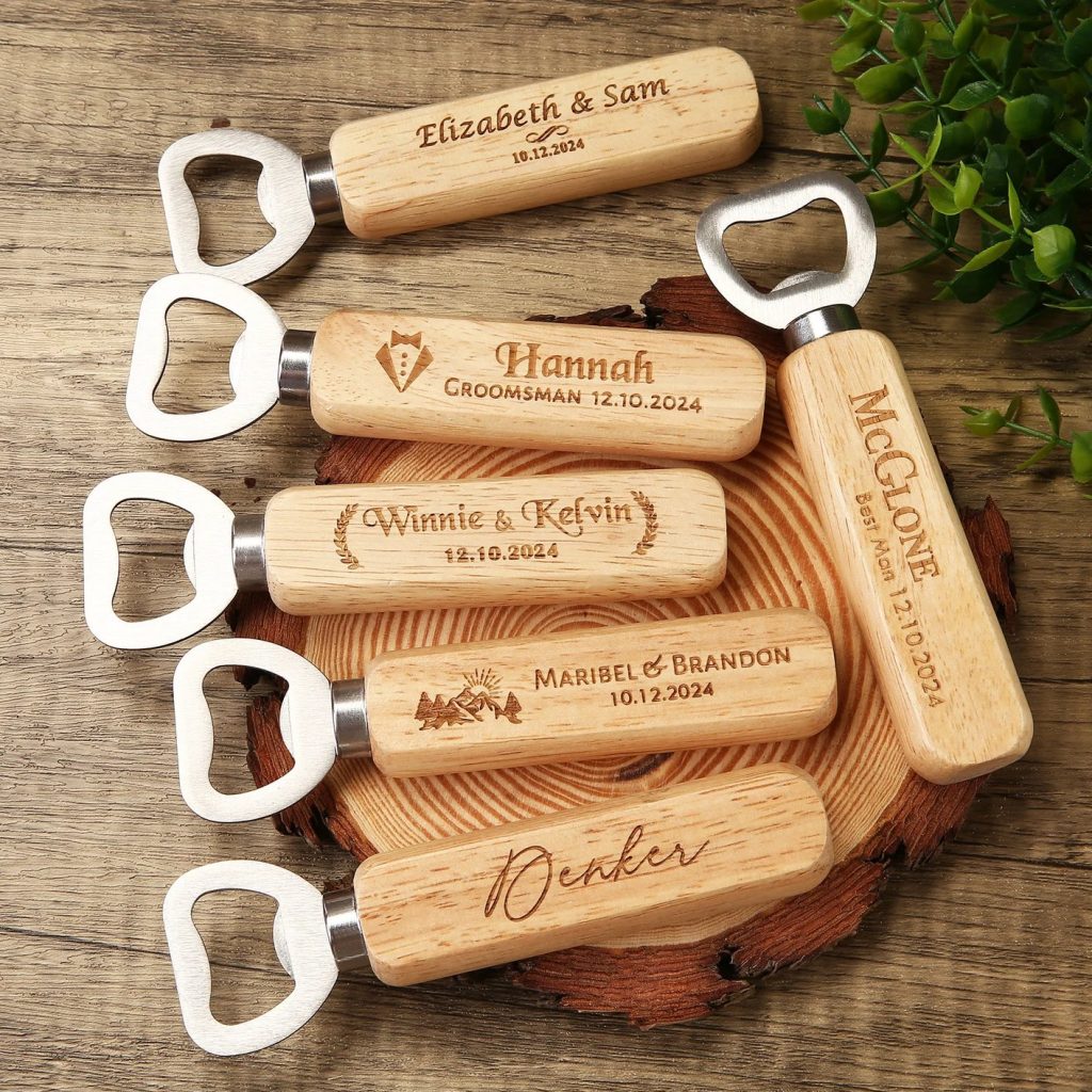 Bulk Custom Wood Bottle Opener Wedding Favors