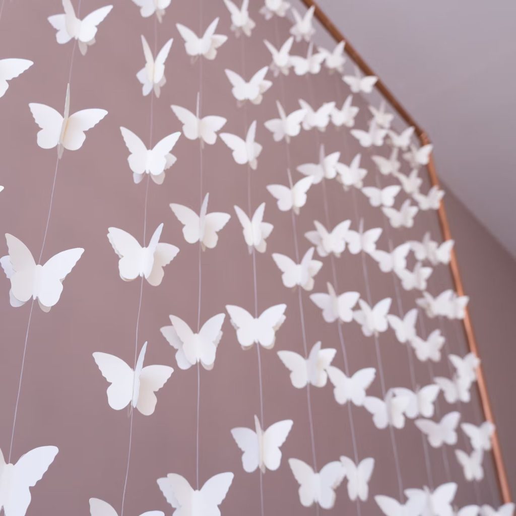 Ivory Butterfly Garland Bridal Shower Decor