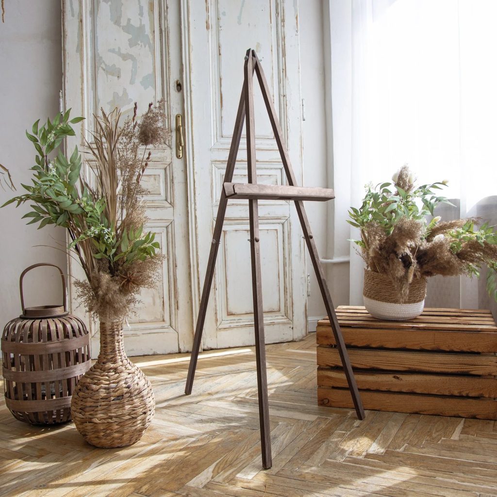 Rustic Country Boho Portable Wooden Floor Easel