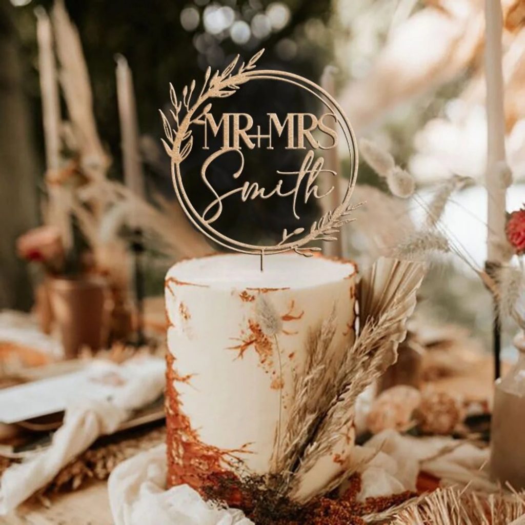 Country Boho Wedding Cake Topper