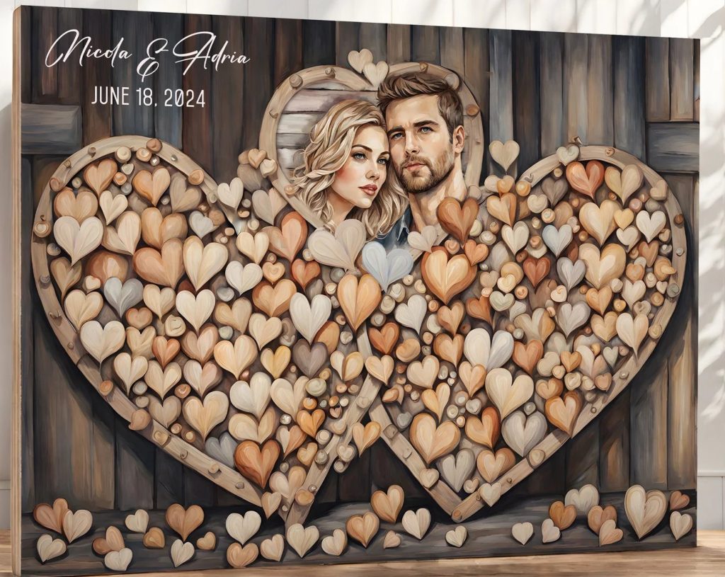 Rustic Boho Heart Shaped Wedding Guest Book Alternative