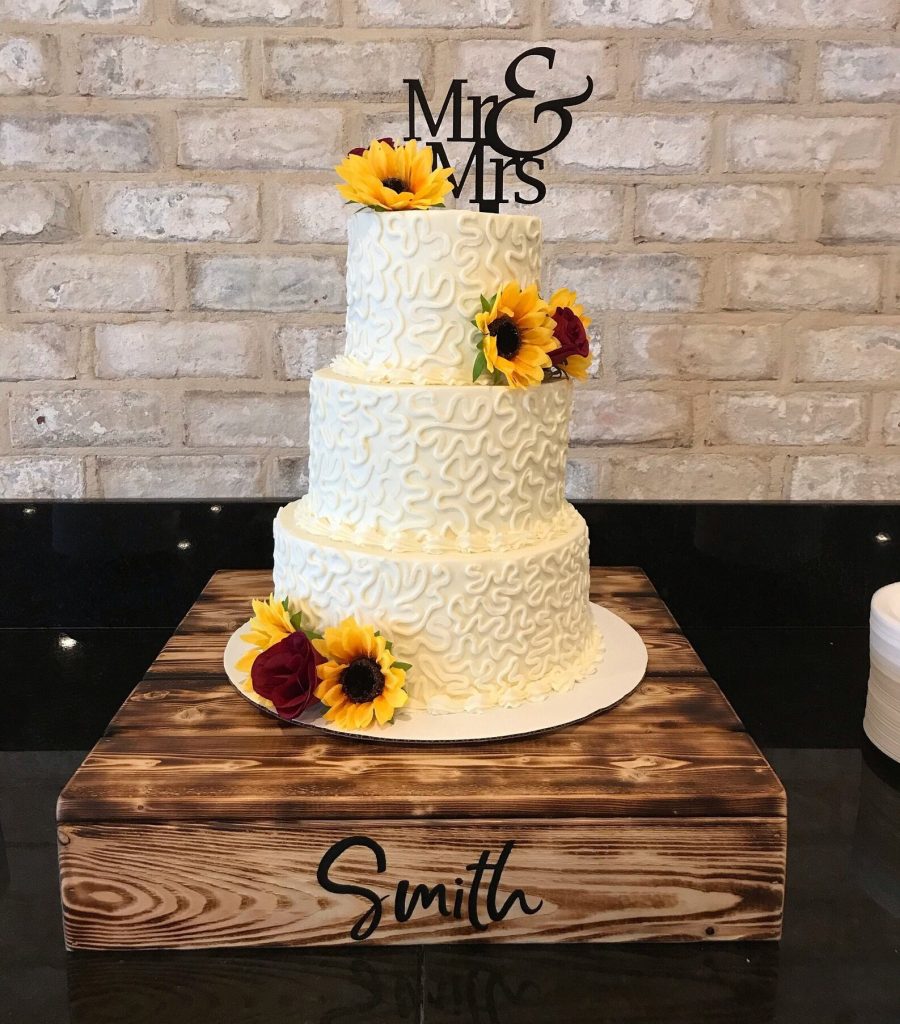 Rustic Country Wedding Personalized Wooden Cake Stand