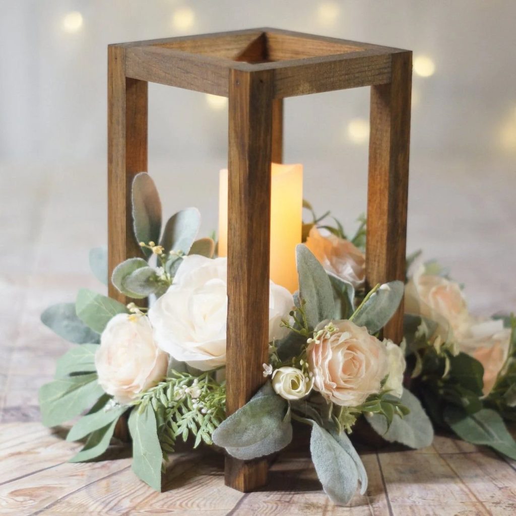 Rustic Country Boho Wedding Handmade Wooden Lantern