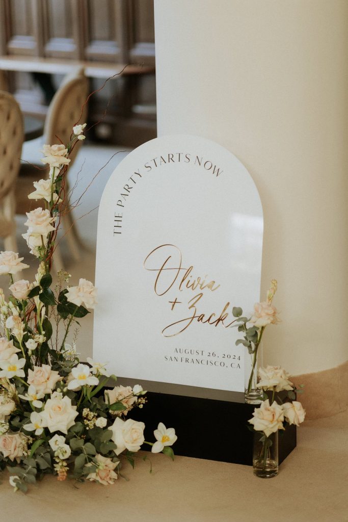 White Acrylic Arch Wedding Welcome Sign