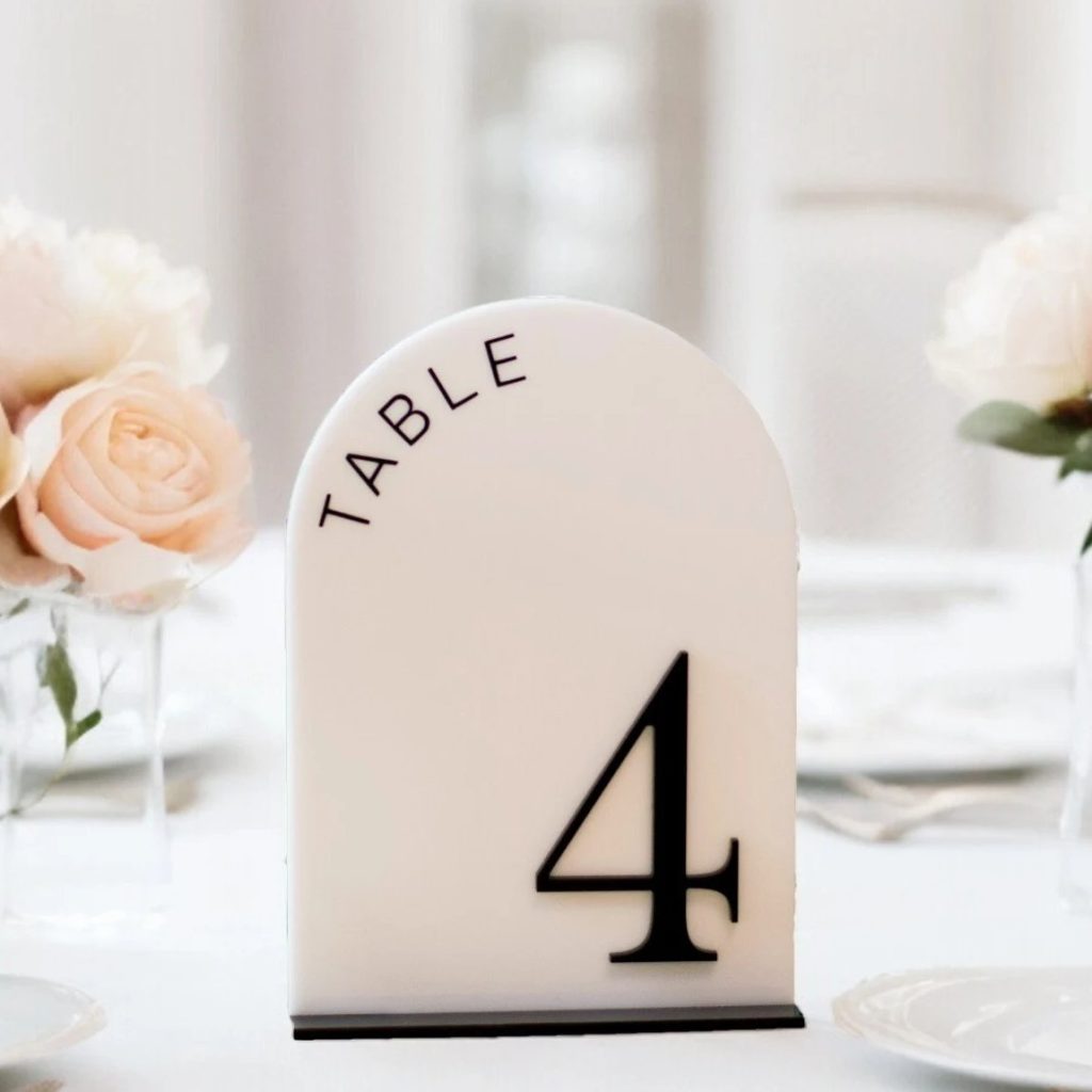 White Acrylic Wedding Table Number