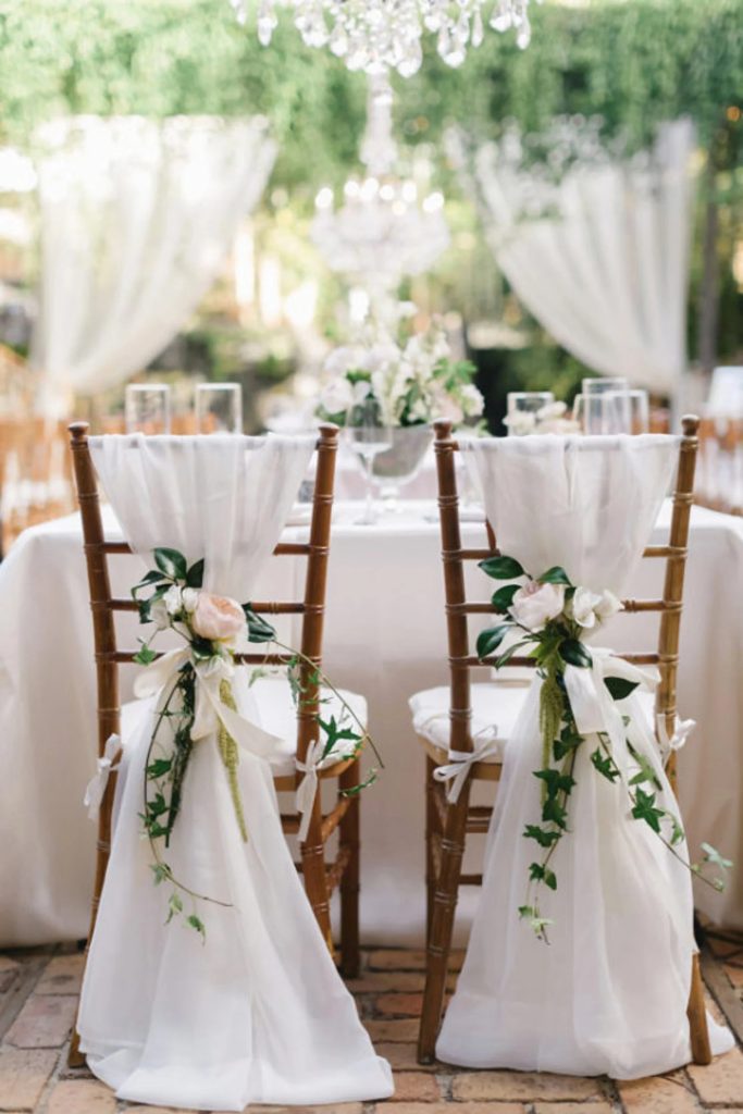 Timeless All-White Chiffon Wedding Chair Sash