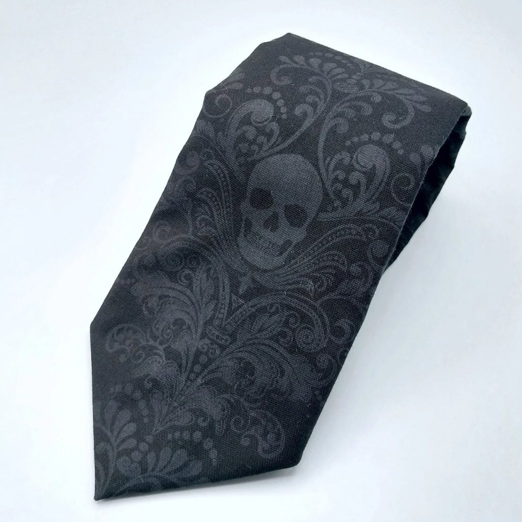 Black & Charcoal Gothic Skull Necktie