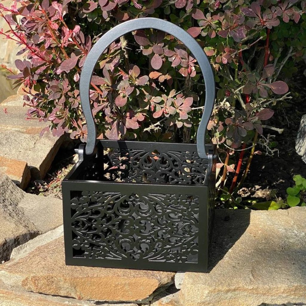 Black Gothic Flower Girl Basket