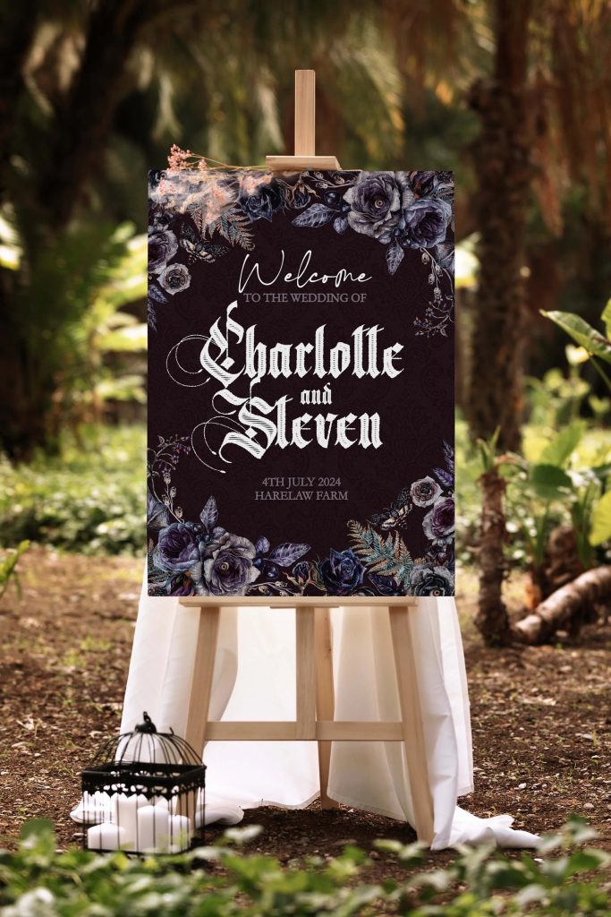 Black Gothic Wedding Welcome Sign Printable