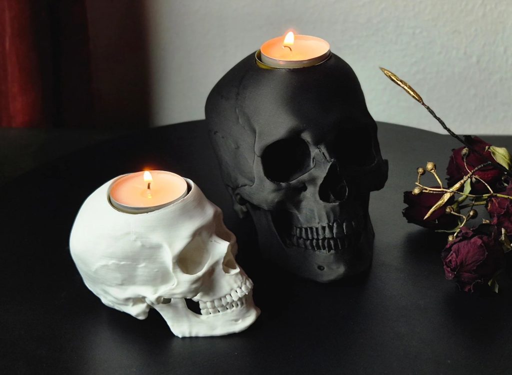 Black or White Skull Gothic Tea light Holder