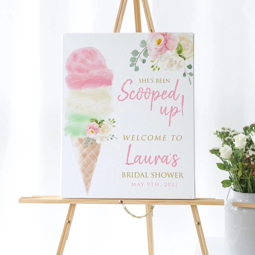 She's Been Scooped Up Bridal Shower Welcome Sign Printable