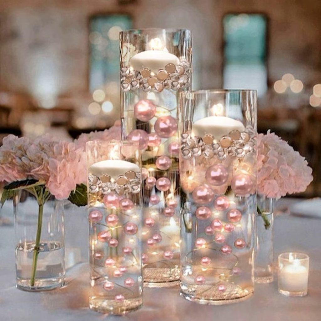 Blush Pink Floating Pearls For Wedding Centerpieces