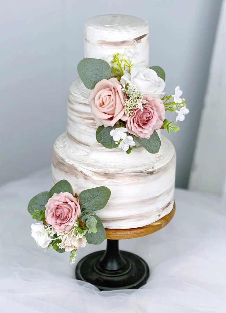 Dusty Pink & Dusty Rose Floral Cake Topper