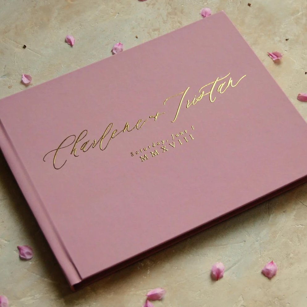 Dusty Rose Gold Foil Wedding Guest Book