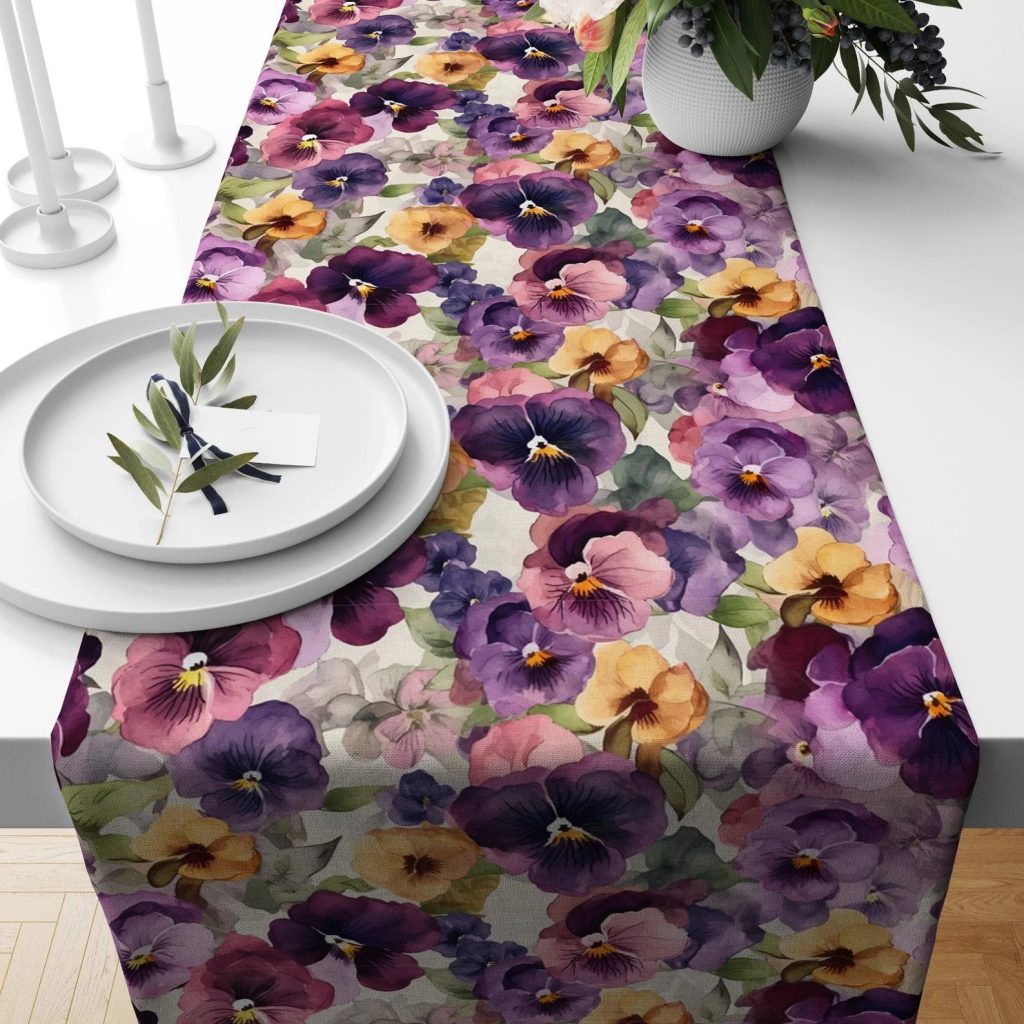 Purple and Pink Floral Wedding Table Runner