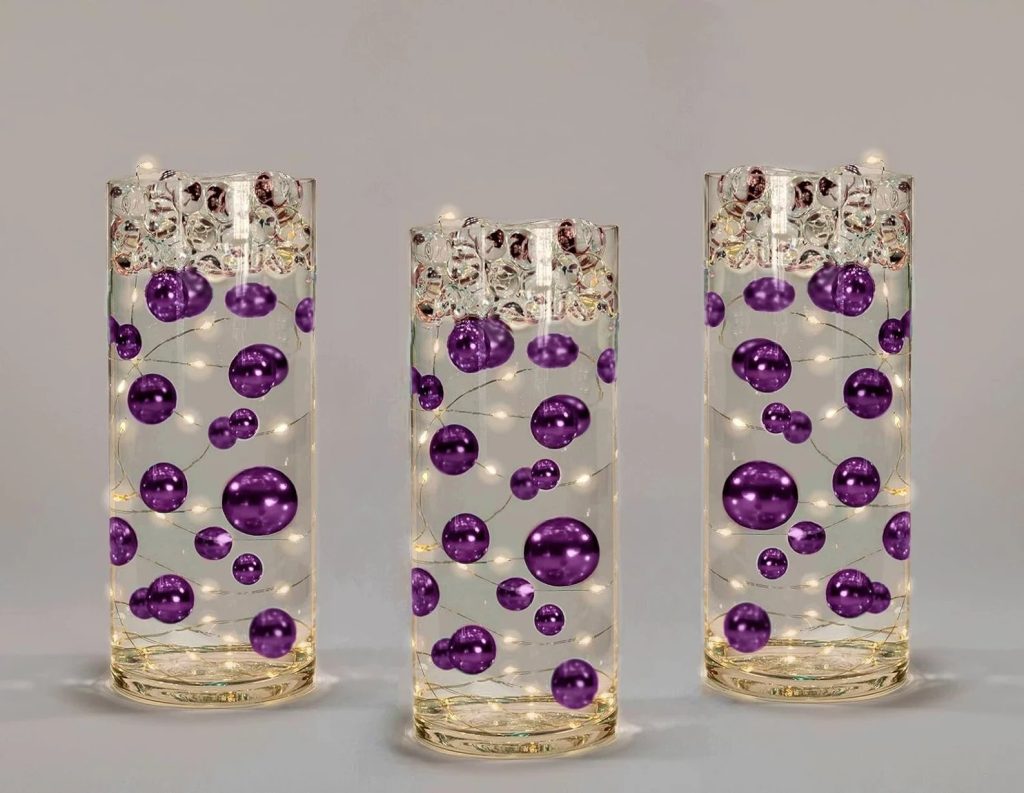 Purple Floating Pearls for Wedding Vase Centerpiece