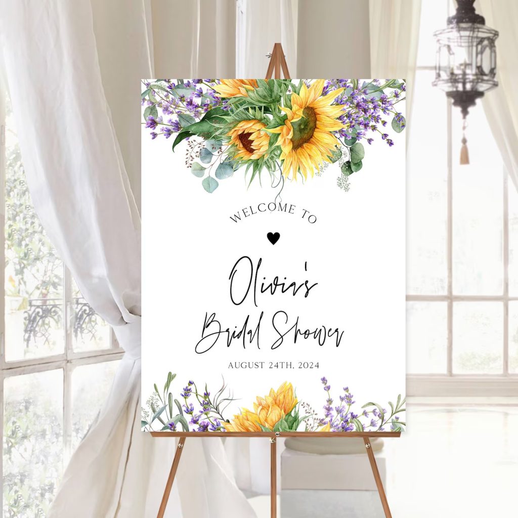 Sunflower & Lavender Wedding Welcome Sign Printable