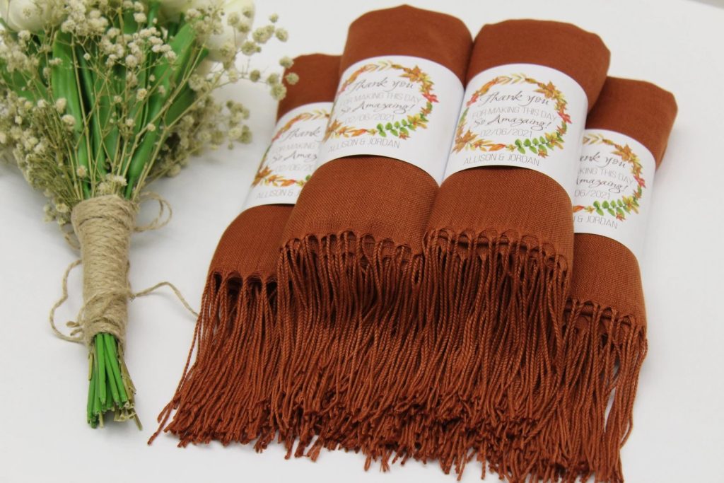 Burnt Orange Pashmina Shawls Fall Wedding Bridal Gift Idea