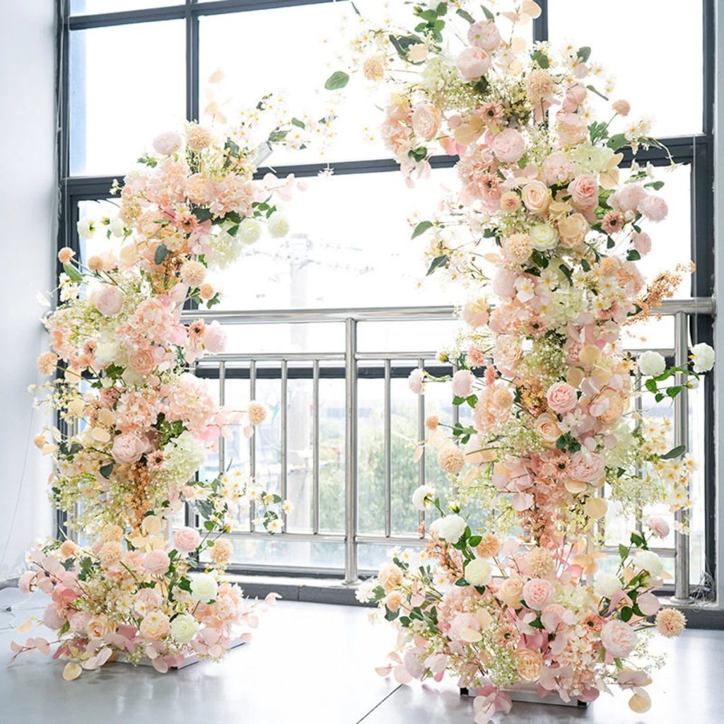 Blush Pink Artificial Flower Wedding Arch