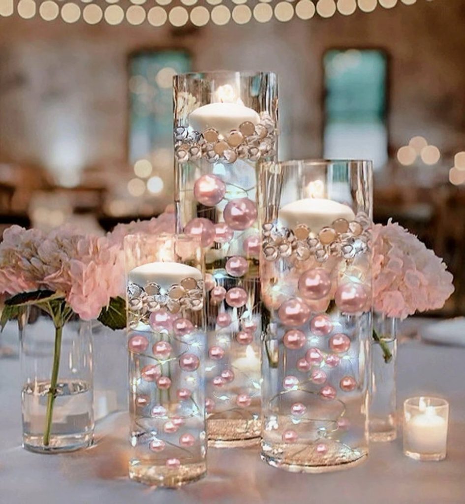 Blush Pink Floating Pearls For Wedding Centerpieces