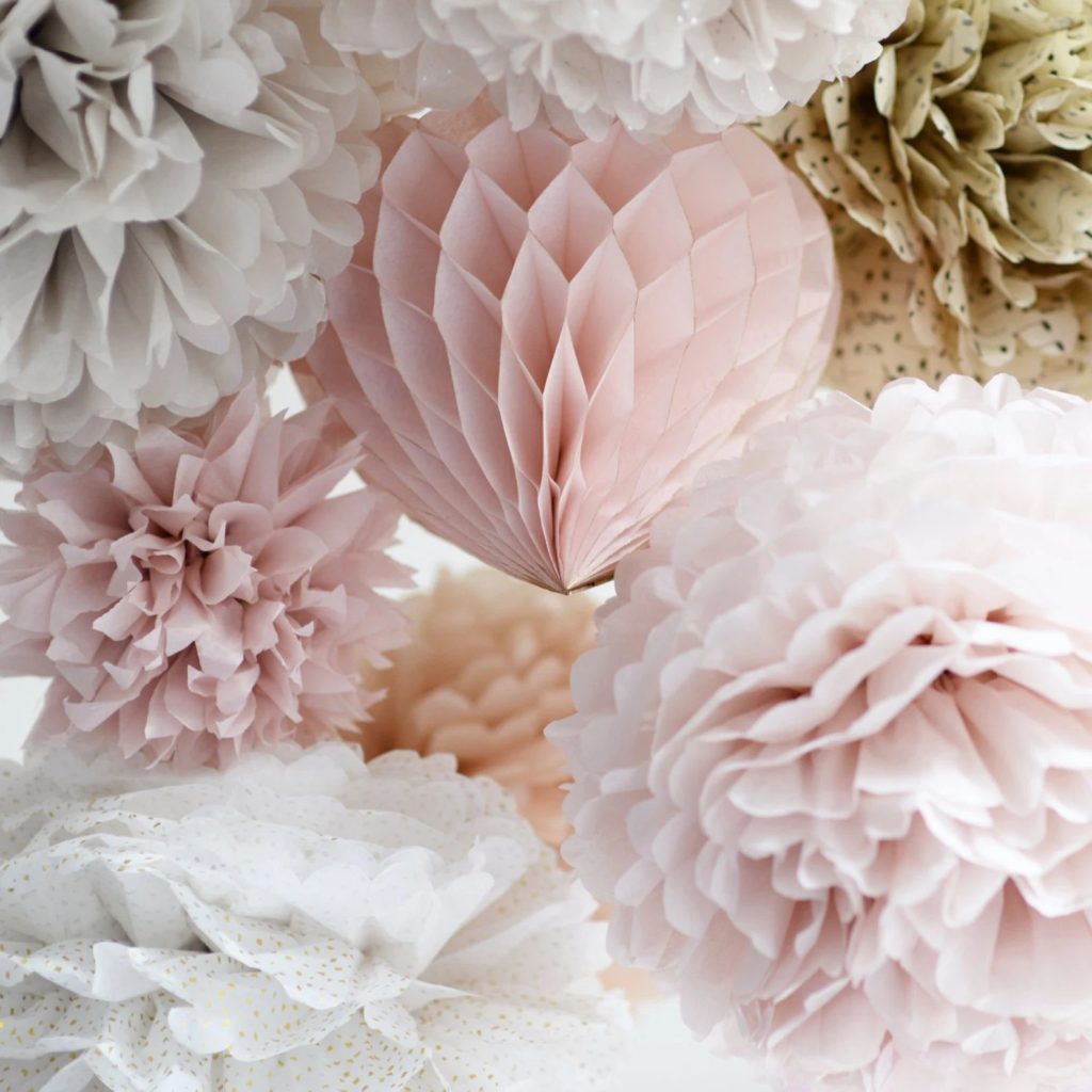 Blush Pink Paper Pom Poms