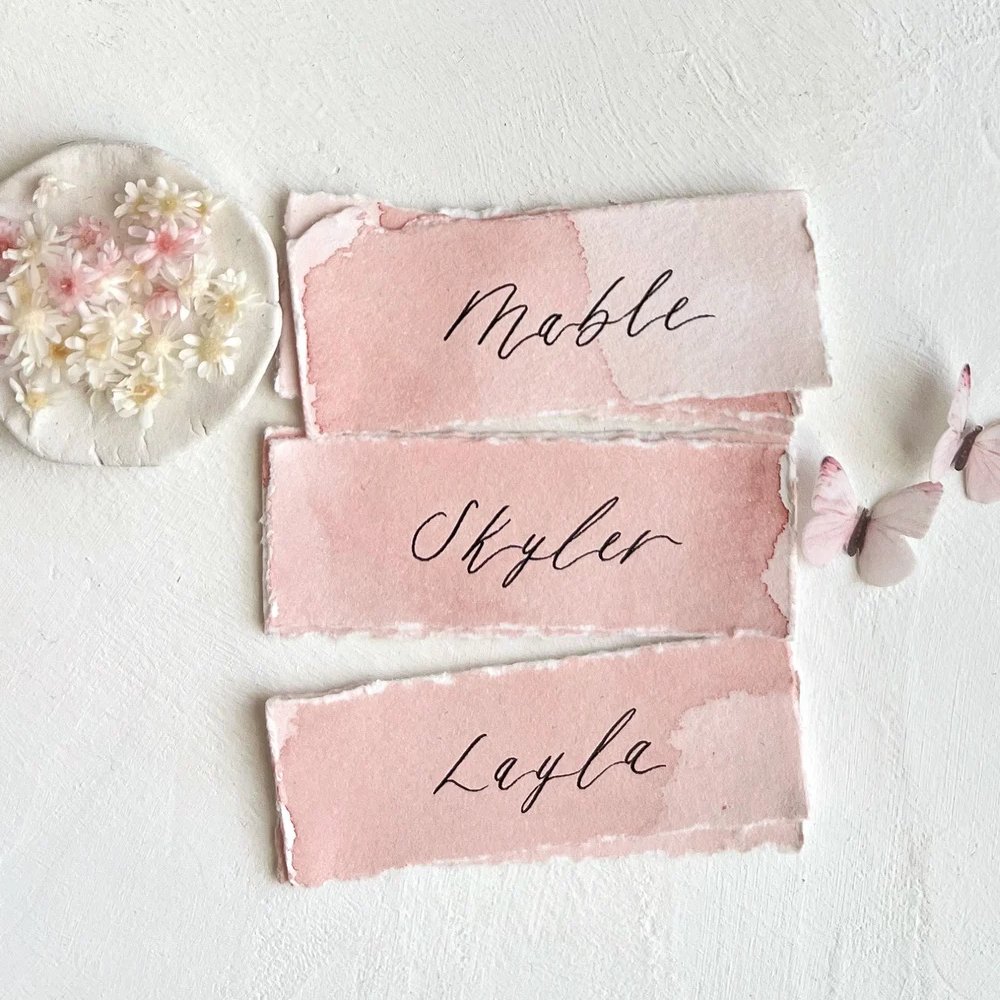 Pink Wedding Place Cards