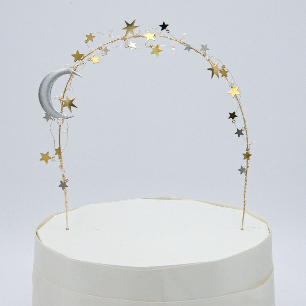 Celestial Moon & Arch Wedding Cake Topper