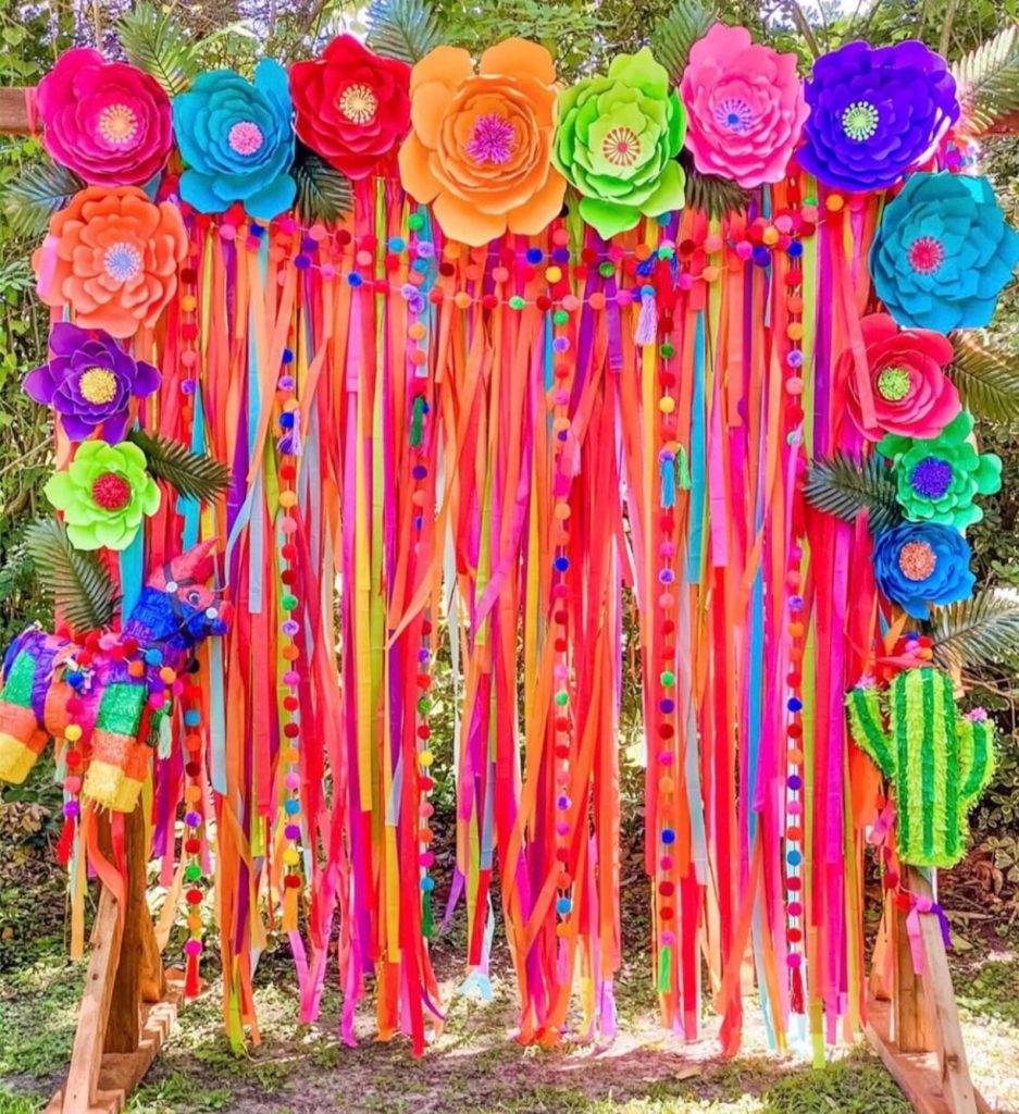 Colorful Fringe Backdrop Fiesta-Inspired Wedding Decor