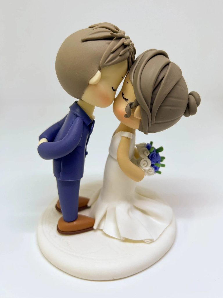 Kissing Bride & Groom Wedding Cake Topper