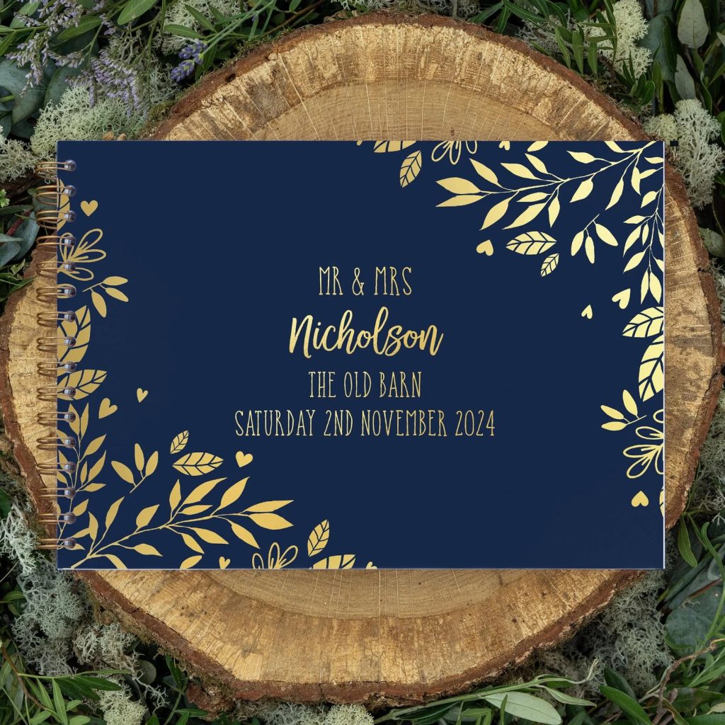 Navy Blue & Gold Wedding Guest Book