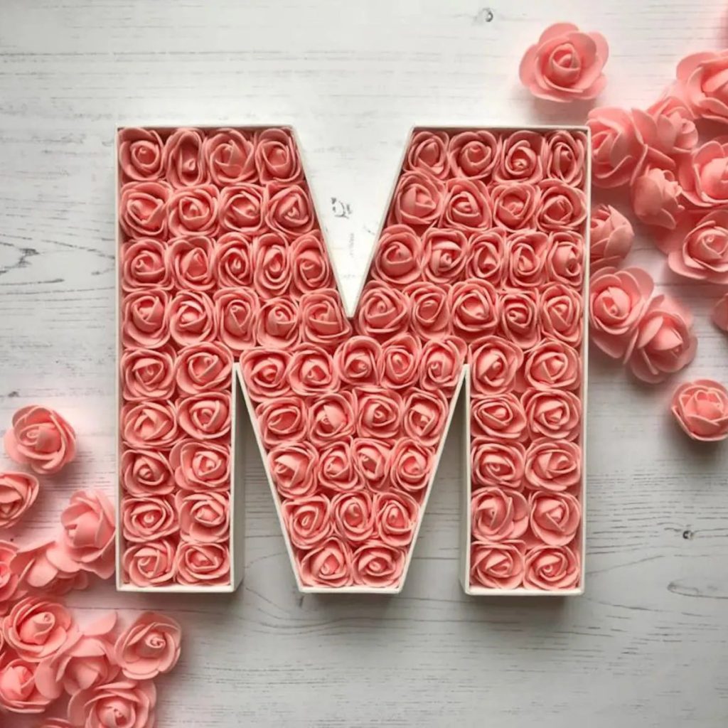 Coral Roses Large Letter Wedding Decor