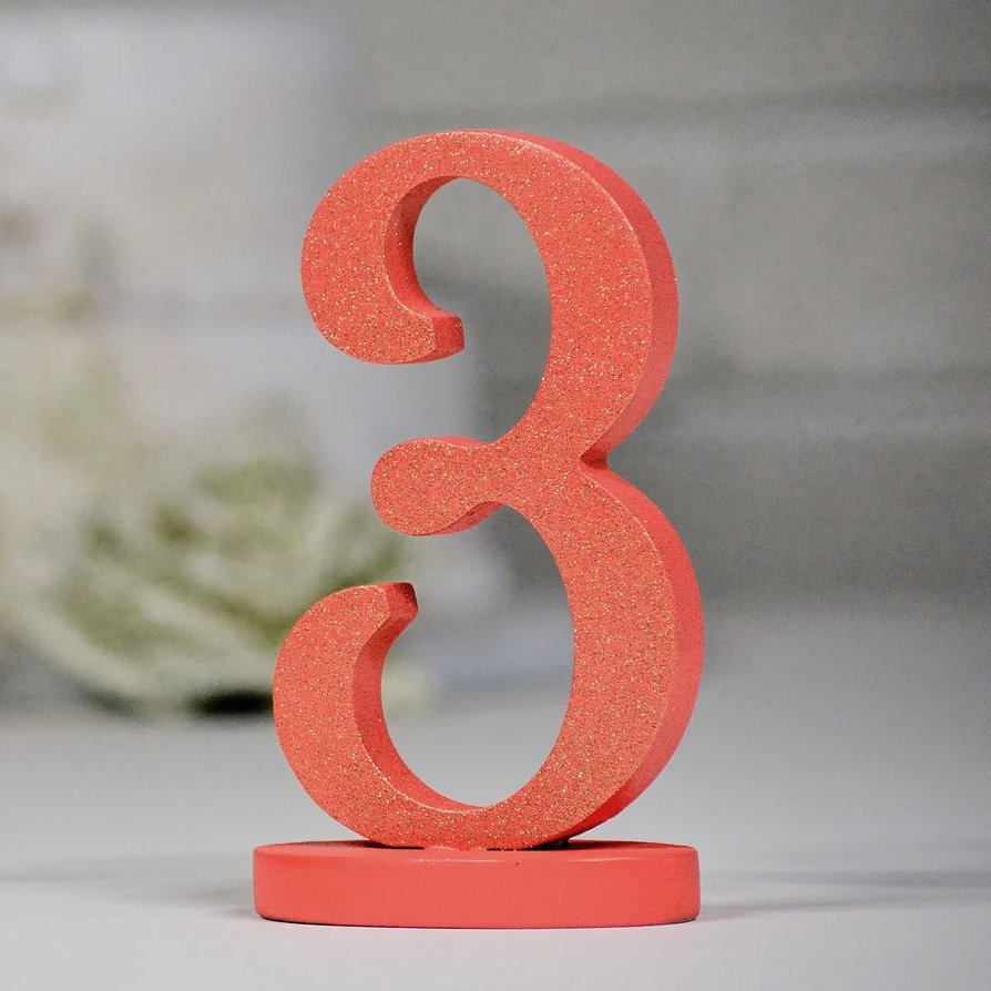 Coral Wedding Table Number