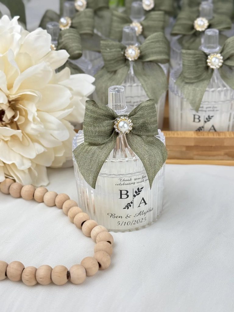 Sage Green Personalized Wedding Candle Favors