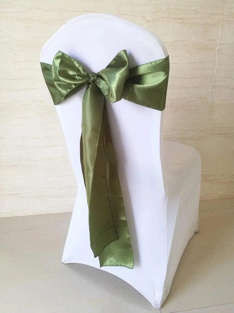 Olive Green Satin Wedding Chair Sash